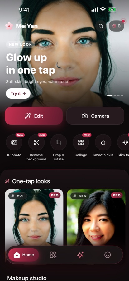 MeiYan Home screen