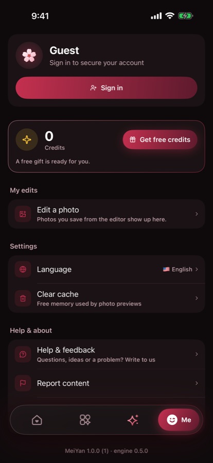 Me: Your edits, credits and settings.
