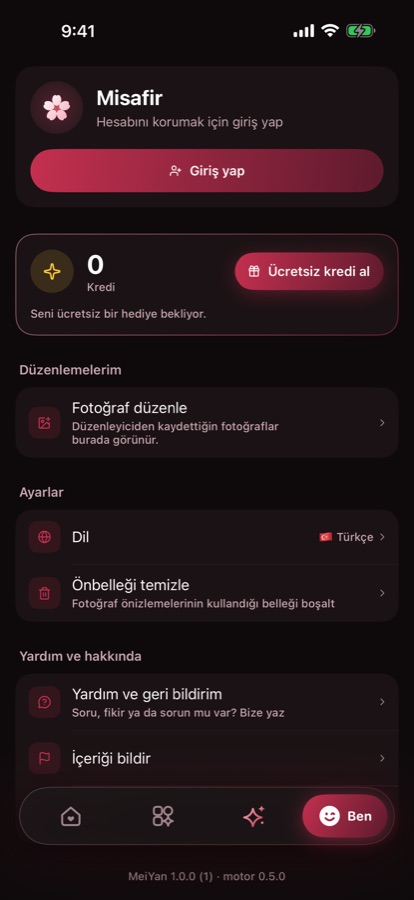 Ben: Düzenlemelerin, kredilerin ve ayarların.